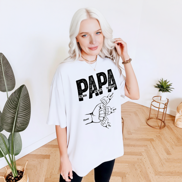Papa The Man The Myth The Legend Personalized Family Fist Bump T Shirt2.png