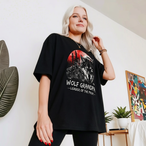 Wolf Grandpa Leader of the Pack Personalized Family Wolves Shirt2.png